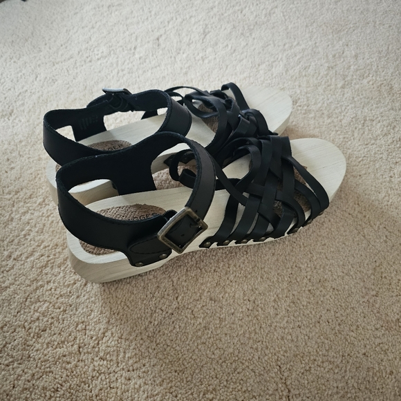 ANTHROPOLOGIE KELSI DAGGER Brooklyn Grain Ankle Strap Leather & Wooded Sandals - Picture 10 of 12